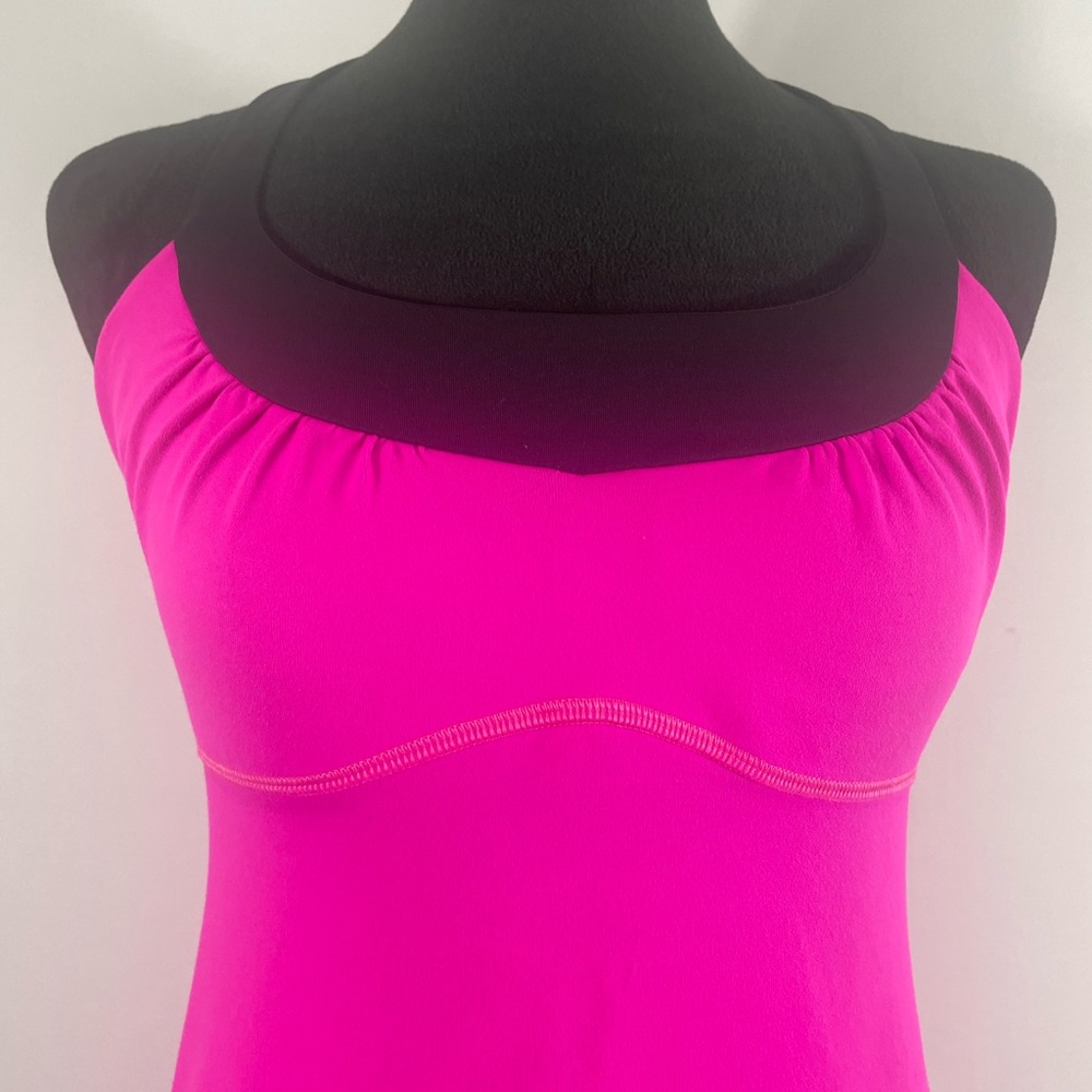 Lululemon Hot Pink, Black, Built in Bra, Tank Top, Small, work out, yoga, - Picture 13 of 14
